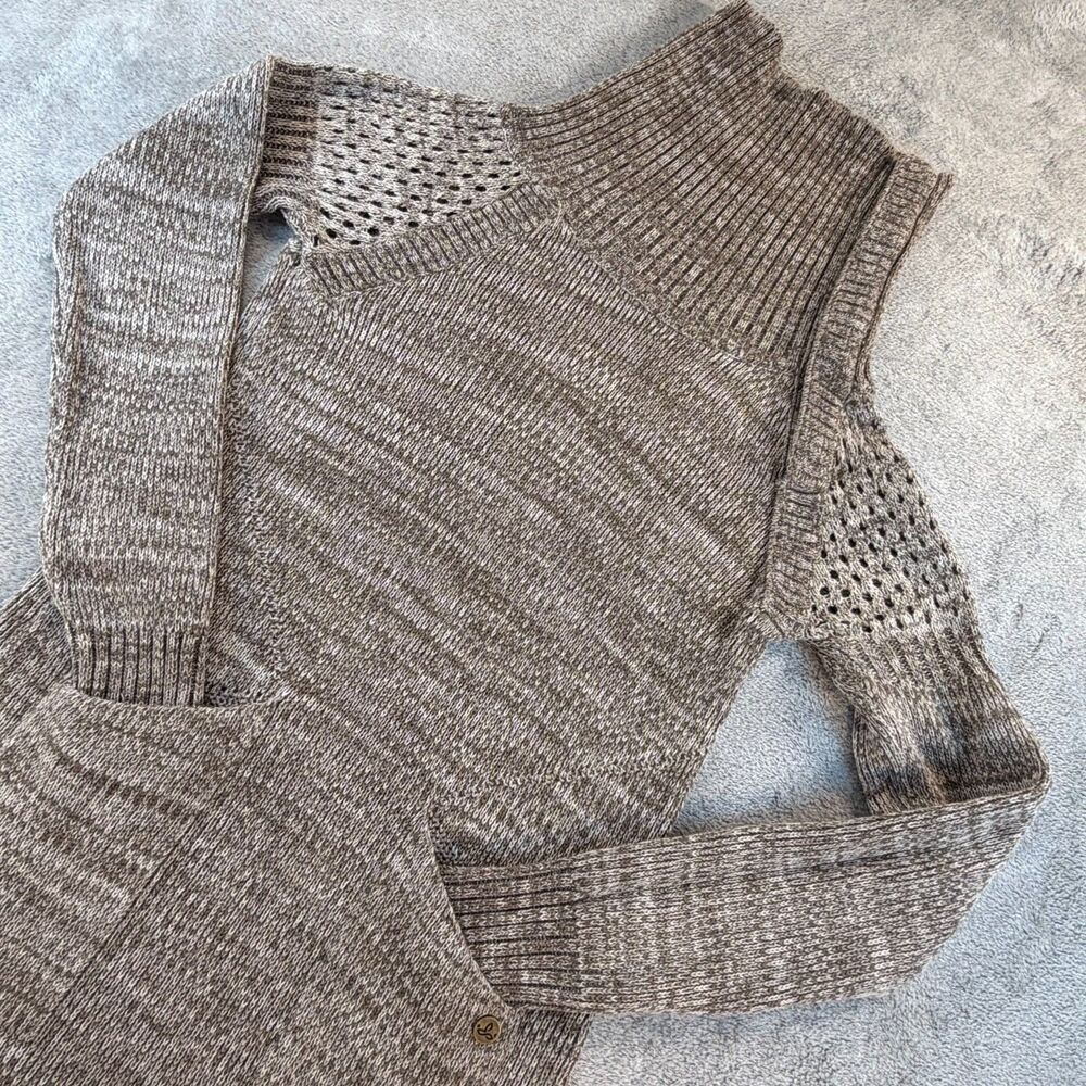 Prana Sweater Dress Women XS Brown Turtleneck Knit Tunic Wool Blend